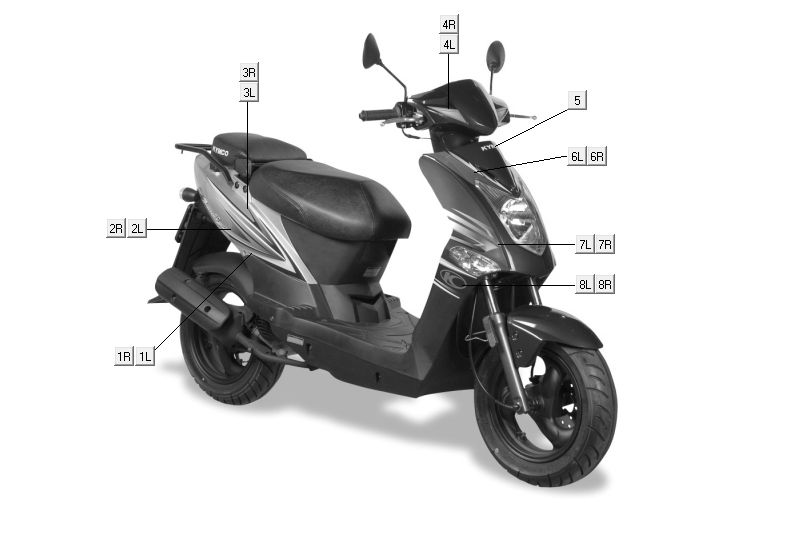 Transfers-Stickers Kymco Agility Fat 12' 4-Takt schwarz lang