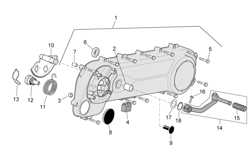 Getriebedeckel Aprilia SR 50 H2O ie+Vergaser 2004-2009