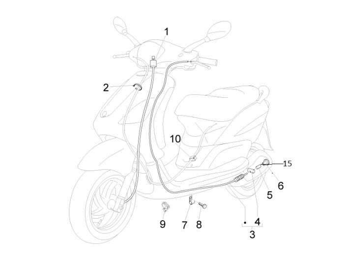 Kilometer- Bremszug Piaggio New Fly 4-Takt 2-Ventil