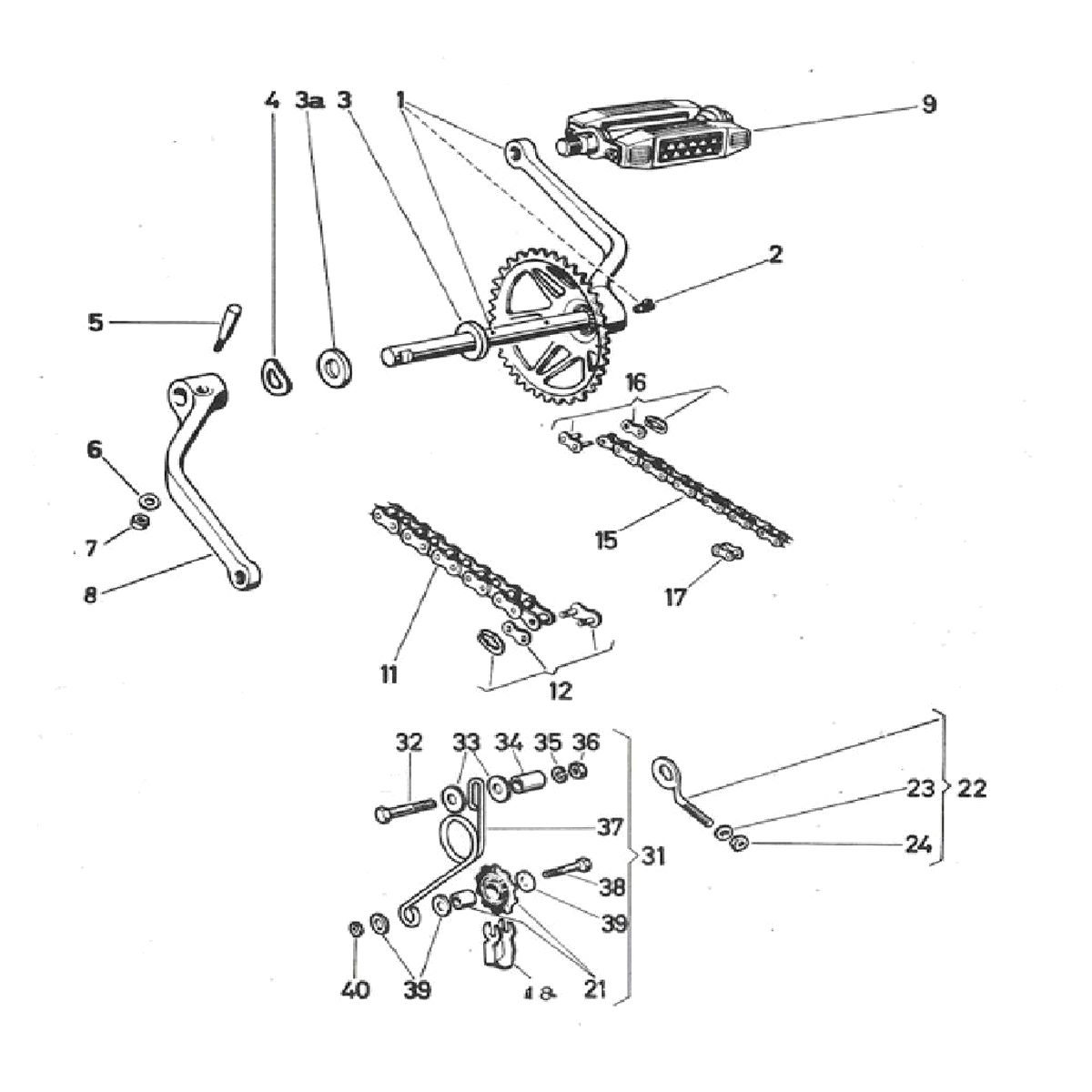 Trapas- kettingen - kettingspanner Puch Maxi