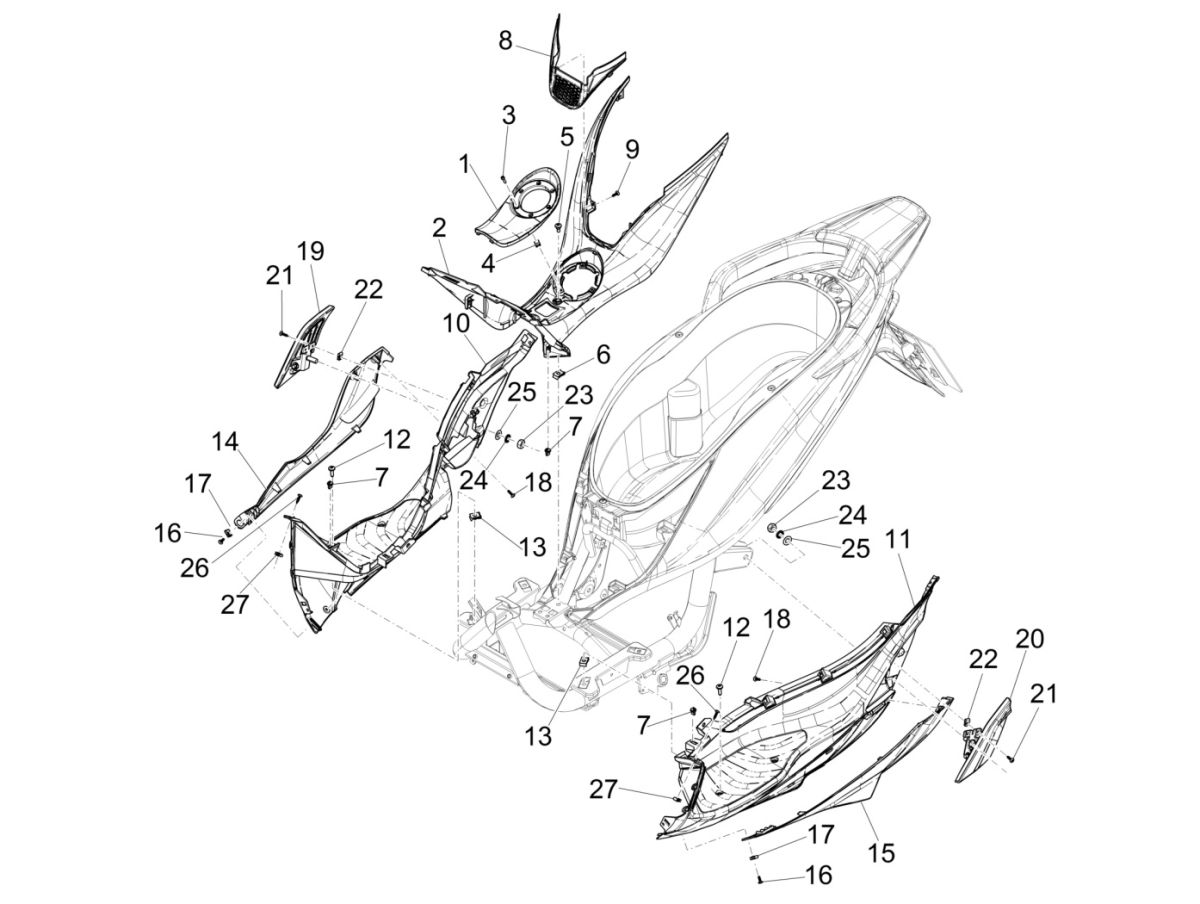 Piaggio Medley 125 4T IE ABS E4 2016-2019 Trittbrett (EMEA)