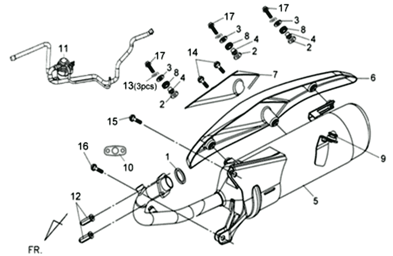 Auspuff Sym Jet 4 (R086) rot