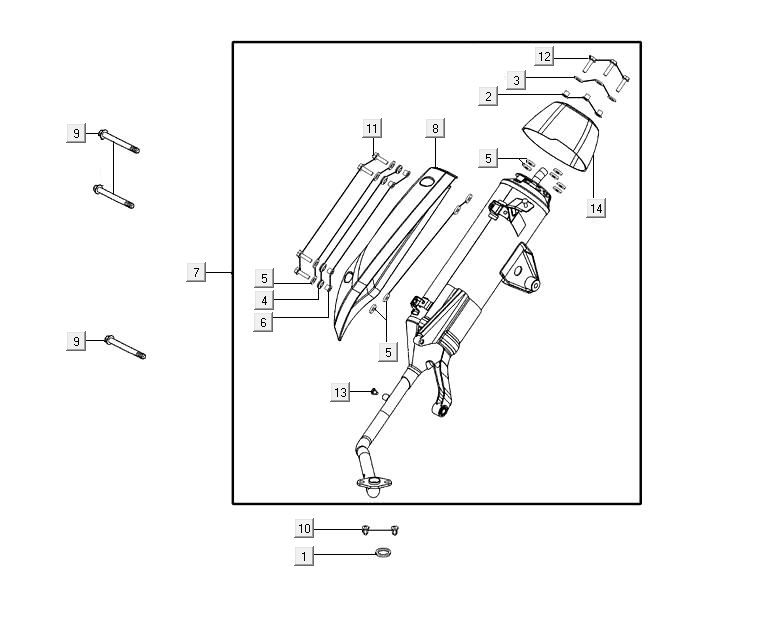 Auspuff AGILITY 16+ 4T 125 Matt Metallic Silber