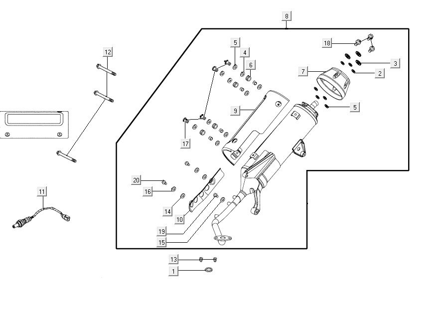 Auspuff AGILITY 16+ 4T 200i Matt Metallic Hellblau