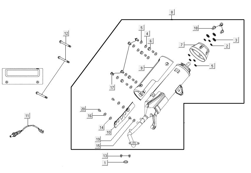 Auspuff AGILITY 16+ 4T 200i Mattes Metallic-Silber