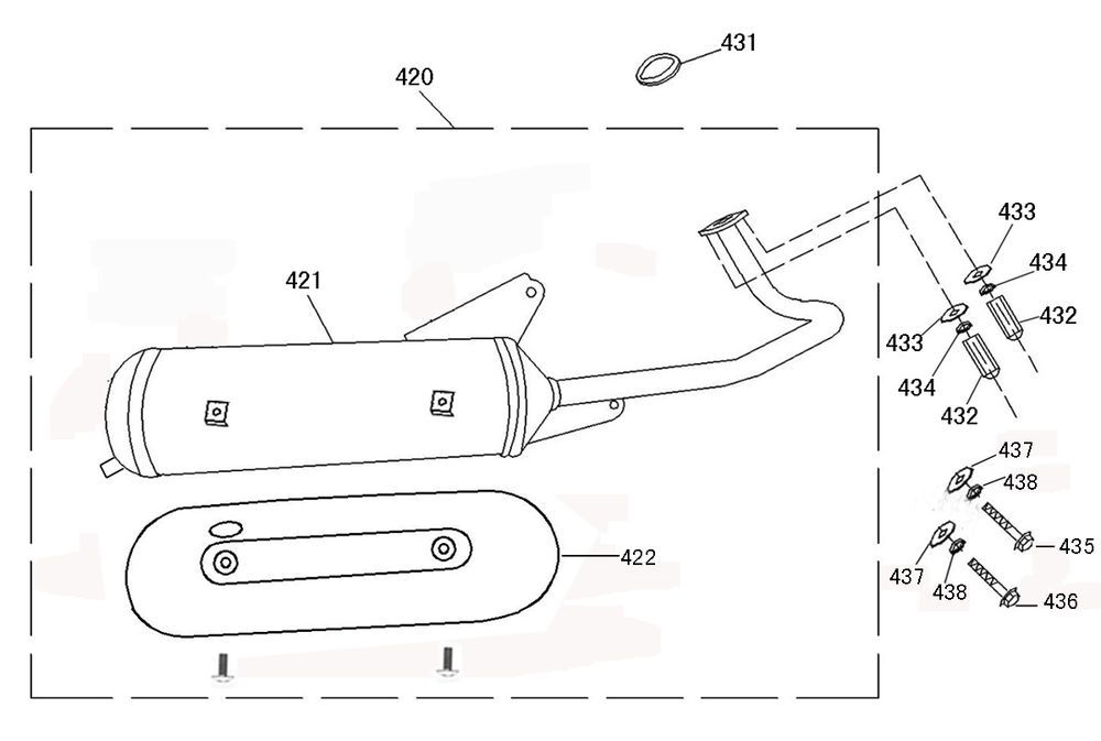 Auspuff Benzhou YY50QT-45A dunkelblau