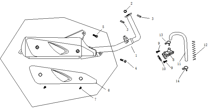 Auspuff China Ape50 schwarz