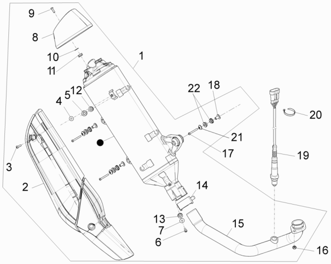 Auspuff Piaggio Beverly 350 E3 Sport Touring 2013-2014