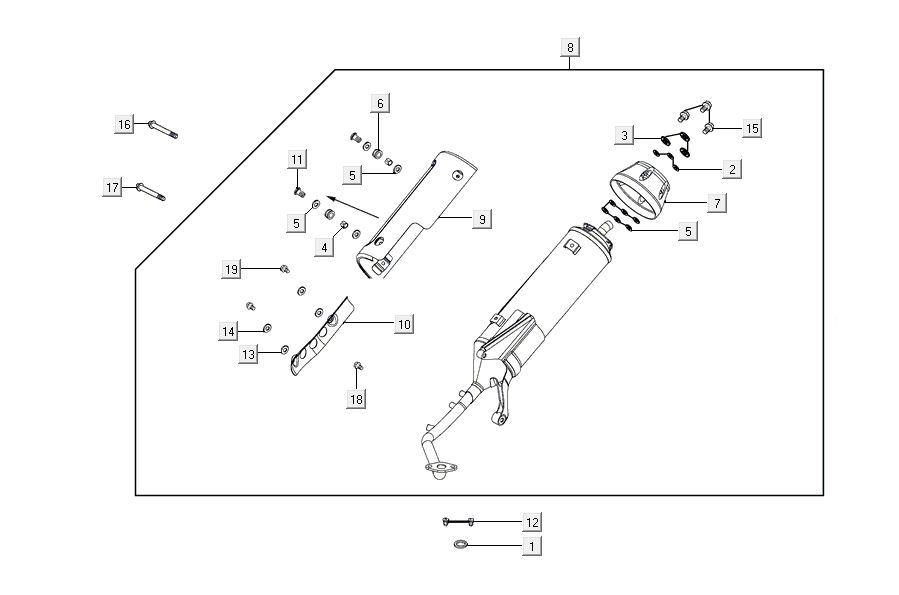 Auspuff Kymco Agility 16'+ 4t glänzend schwarz