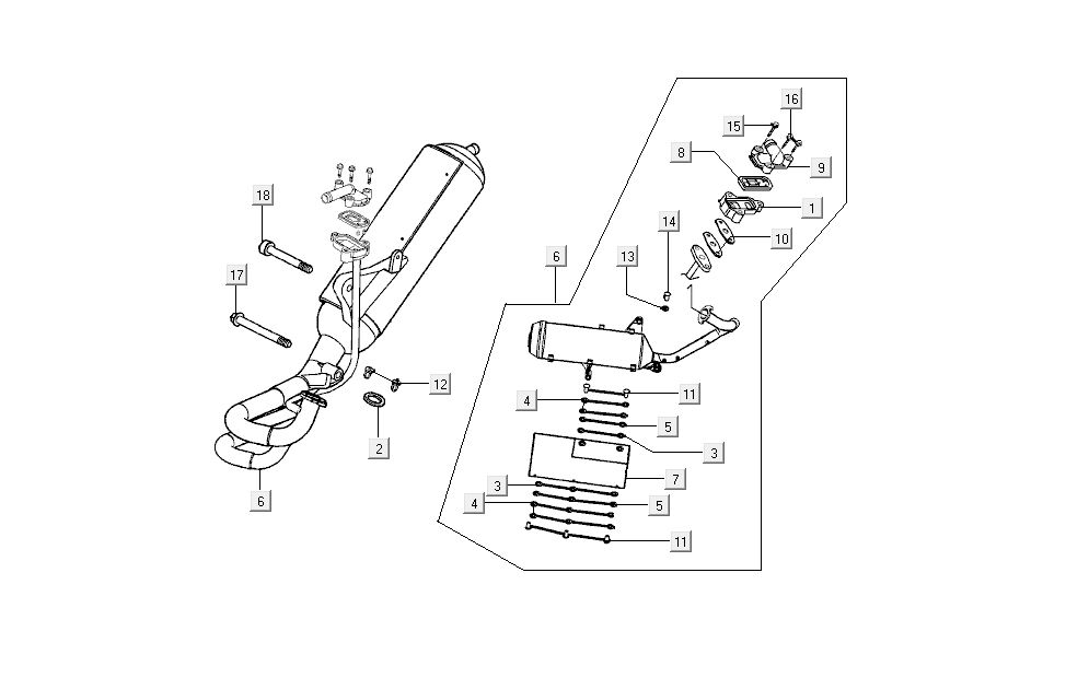 Auspuff Kymco B&W LC 2-Takt Silber