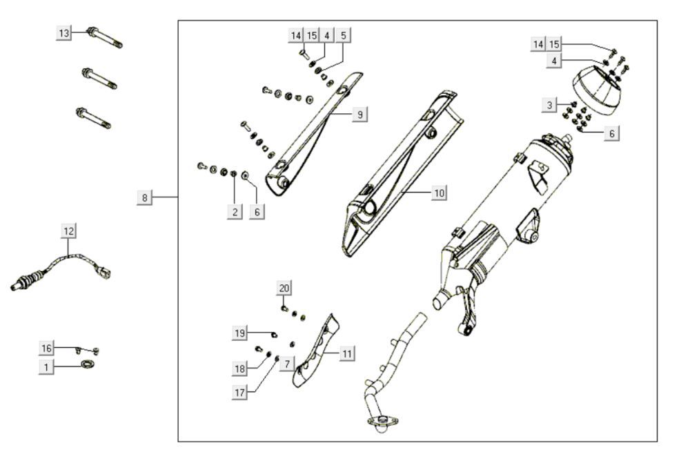 Auspuff Kymco Like 200i Weiß