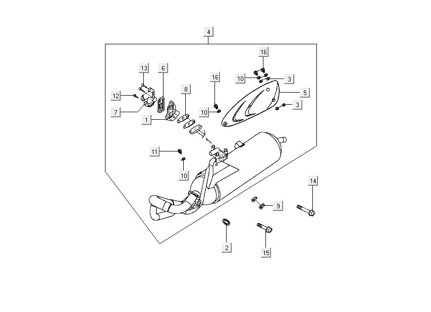 Auspuff Kymco People 2-Takt dunkelgrau