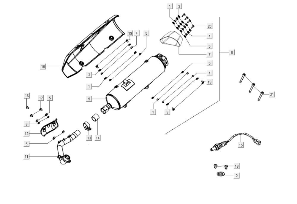 Auspuff Kymco Xciting 400i Gelb