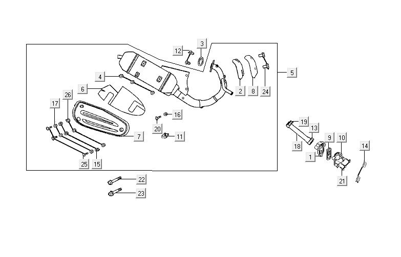 Auspuff Kymco ZX 2t ac blau-silber