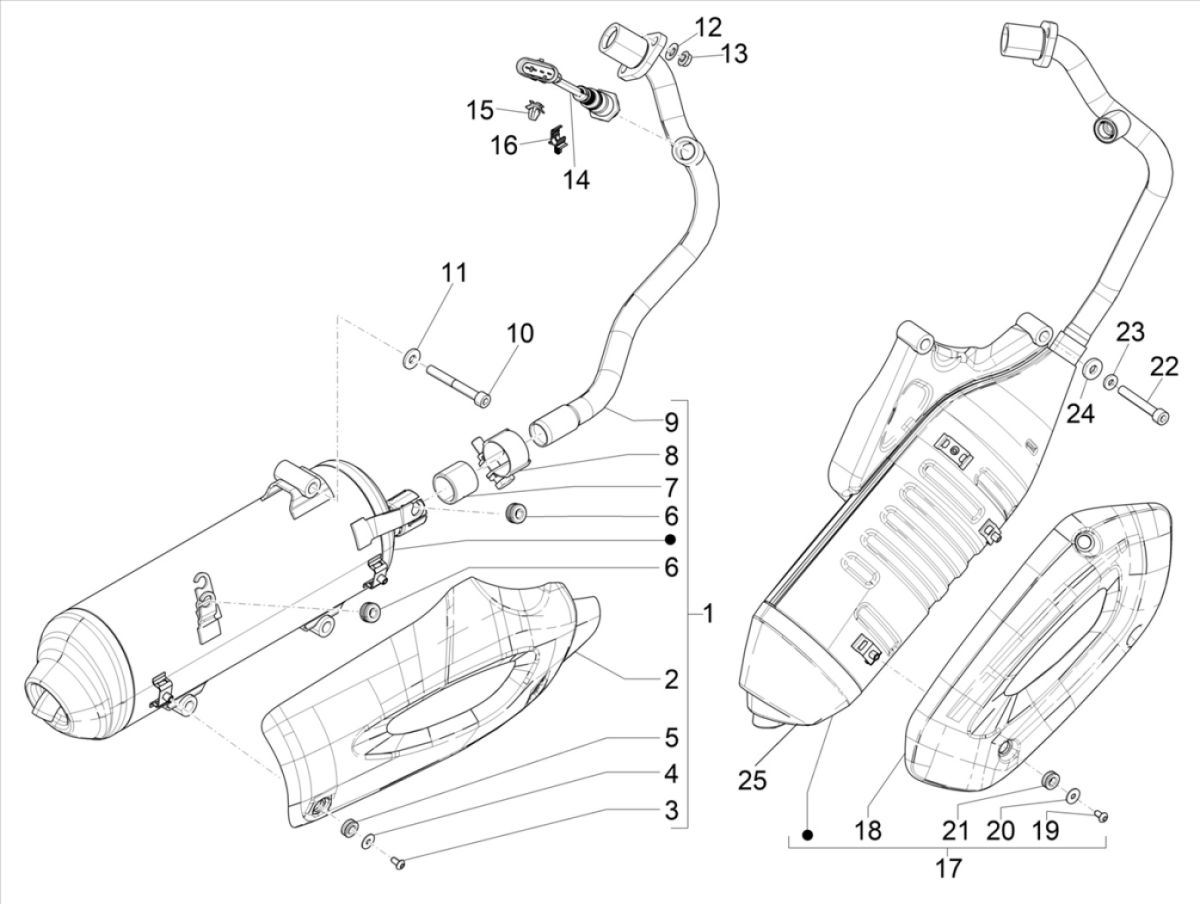 Liberty 125 IGET 4T 3V IE E4 ABS Auspuff 2015-2019 (EMEA)