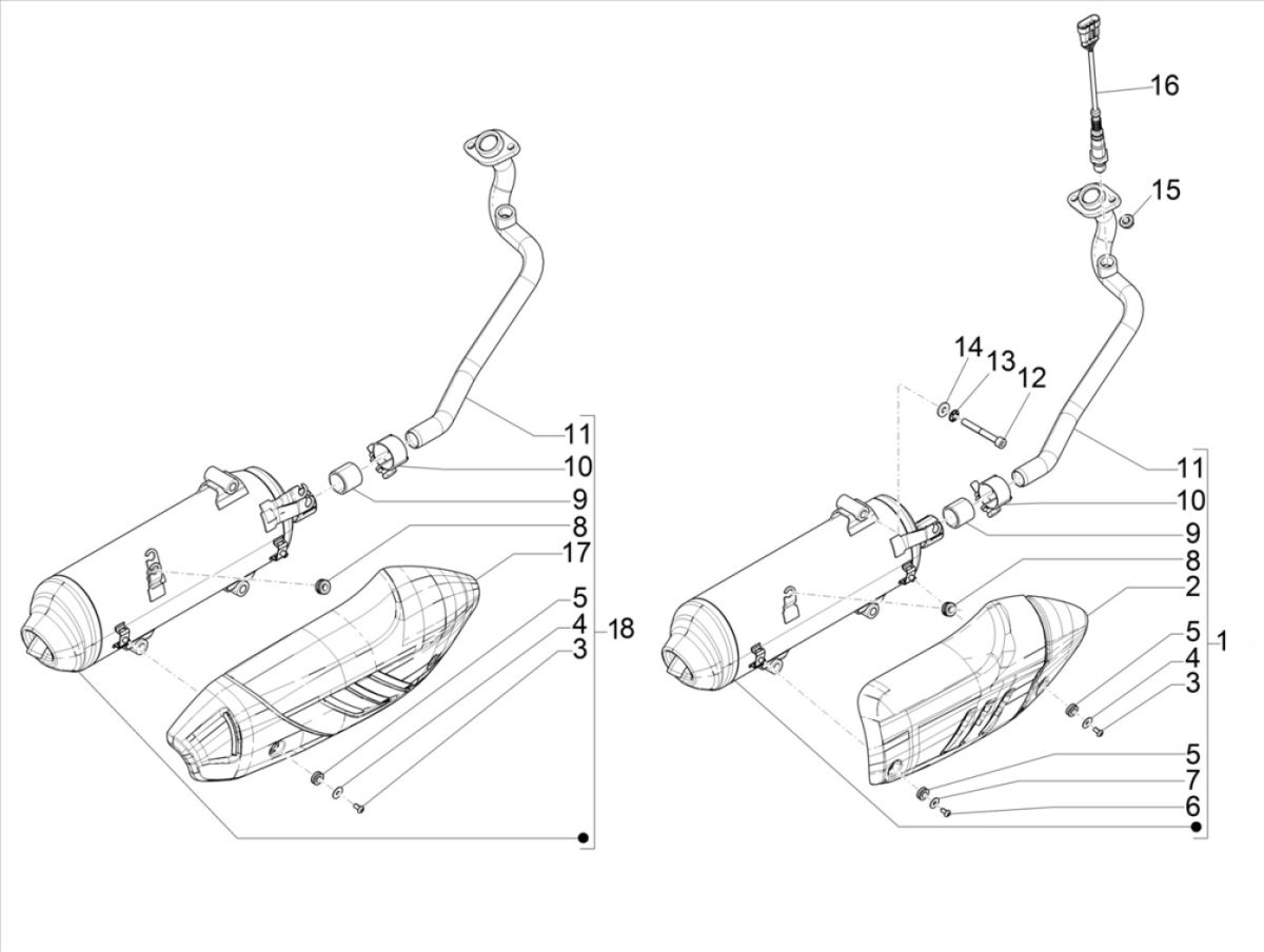 Piaggio Medley 125 4T IE ABS E4 2016-2019 Auspuff (EMEA)
