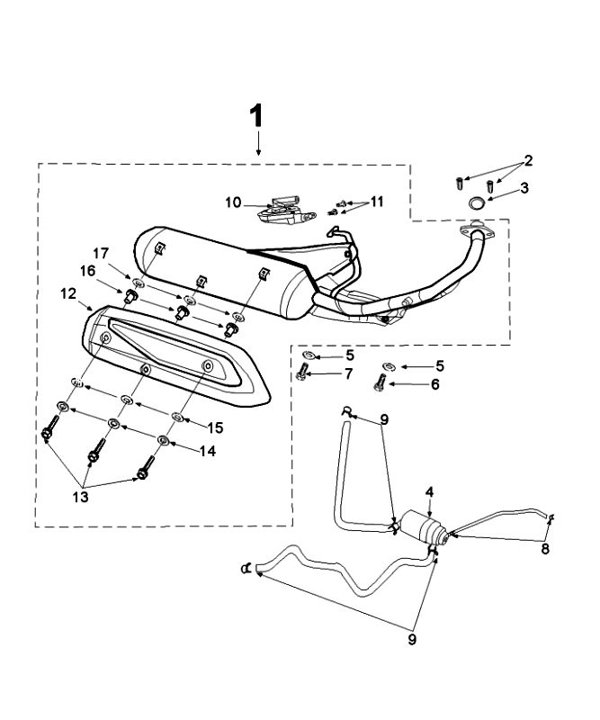 Auspuff Peugeot Speedfight 4 4-Takt Blau/Schwarz
