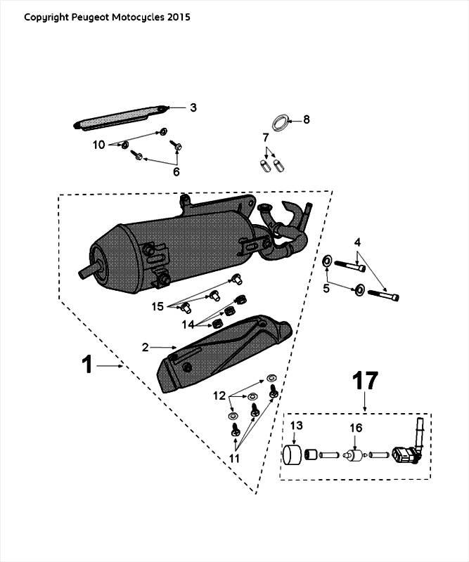 Auspuff Peugeot Speedfight 4 LC schwarz/blau