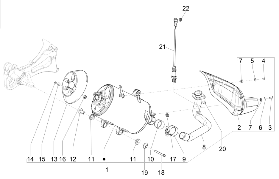Piaggio MP3 350 Maxi Sport E4 ABS Auspuff 2018-2020 (EMEA)