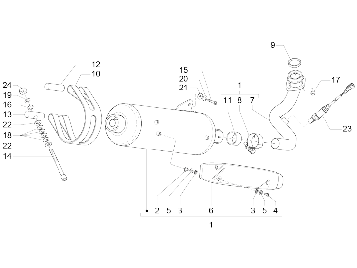 Auspuff Piaggio MP3 500 LT Geschäft 2014-2016