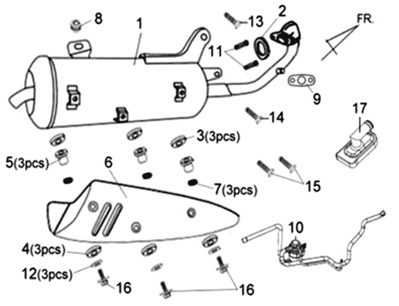Auspuff Sym Fiddle II (BK-7C) reisegrau