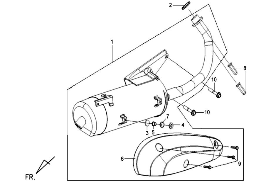 Auspuff Sym Mio-Uitlaat Sym Mio-1