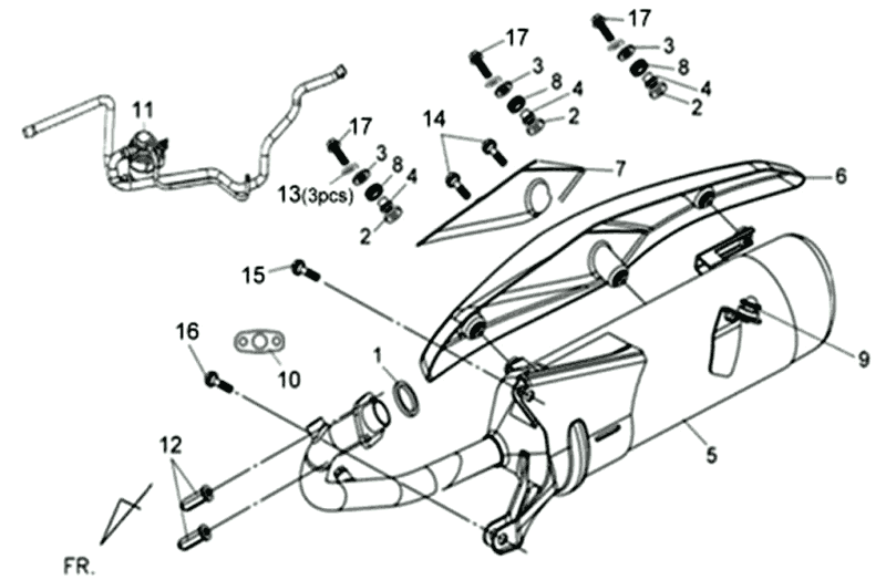 Auspuff Sym Orbit II (WH8018P) weiß
