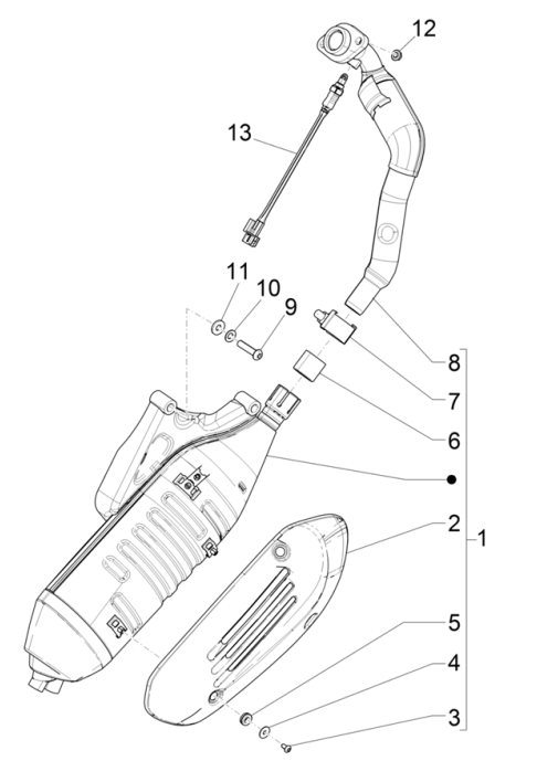Auspuff Vespa GTS 125 4T E5 ABS 2021 (EMEA)