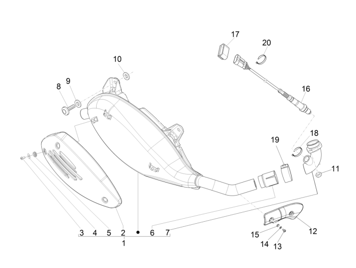 Auspuff Vespa GTS 250 ie 2005-2016 (ohne ABS)