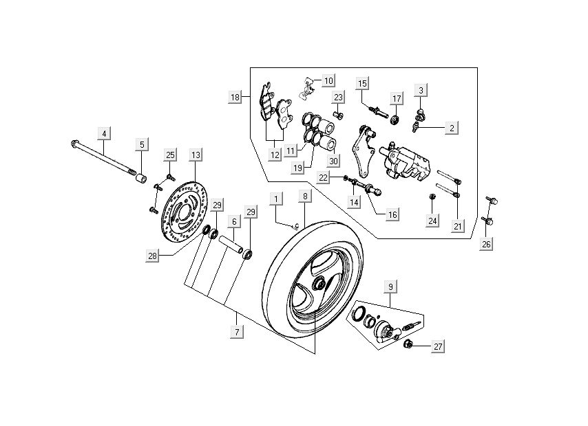 V-Bremssattelrad Kymco Super9 2-Takt nm Silber