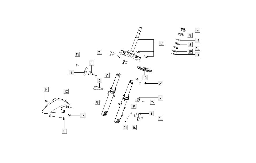 V-Gabel-Splash Kymco Super 8 4-Takt (2007-2009) orange