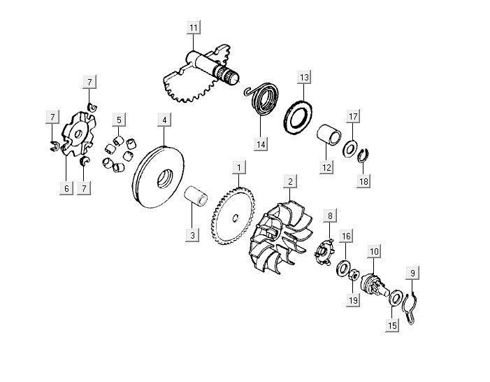 Variomatik Kurbelgehäusedeckel Teile Kymco Yup 2t ac Silber