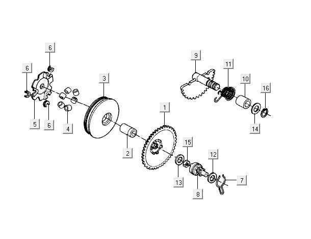 Variomatik-Sumpfdeckelteile Kymco ZX 2t AC silber-orange