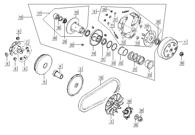 Variomatikkupplung Kymco Agility 10' 4-Takt weiß silber
