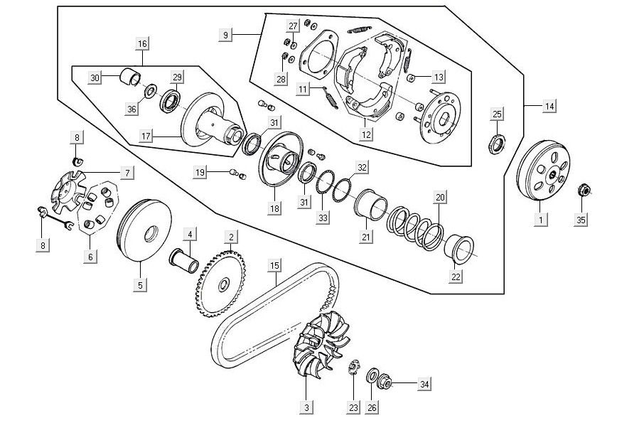 Variomatik-Kupplung Kymco Agility 16'+ 4t metalic silber mattiert