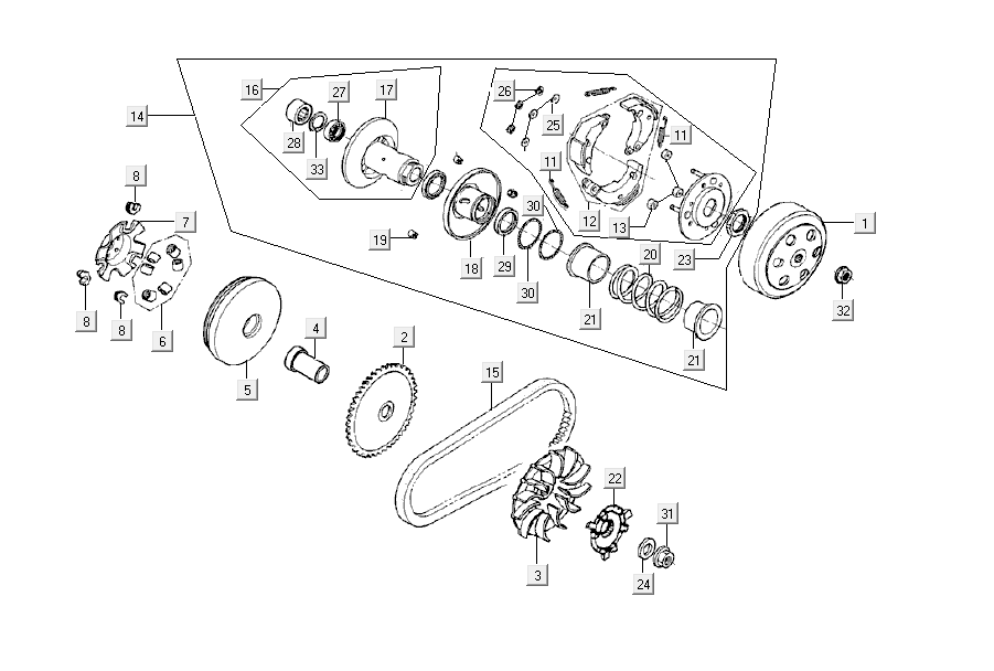 Variomatikkupplung Kymco Agility Delivery 4-Takt euro4 schwarz