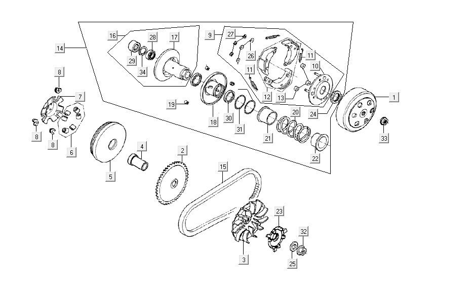 Variomatikkupplung Kymco Agility FR 12' 4-Takt euro4 weiß