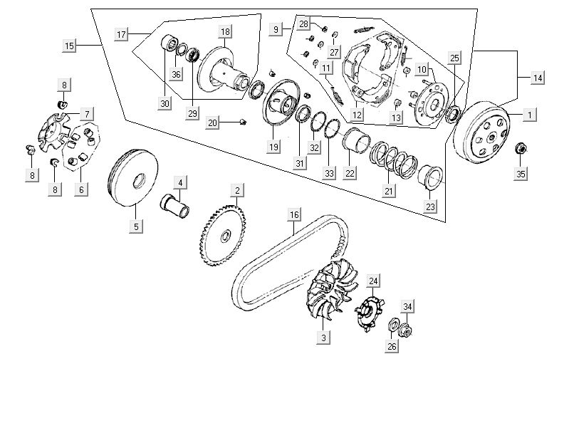 Variomatikkupplung Kymco Delivery 4-Takt weiß