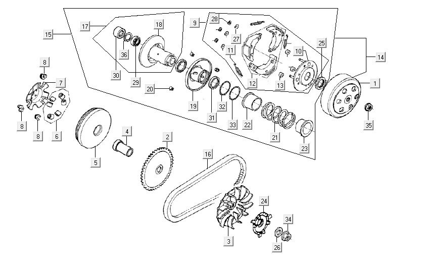 Variomatikkupplung Kymco Vitality 4t Wechselstrom diamantschwarz
