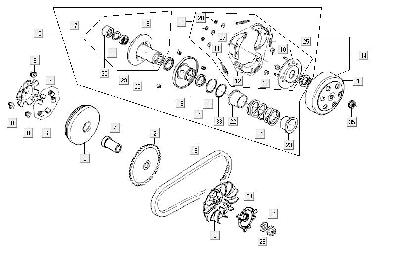 Variomatik Kupplung Kymco VP50 4t Wechselstrom techo Silber