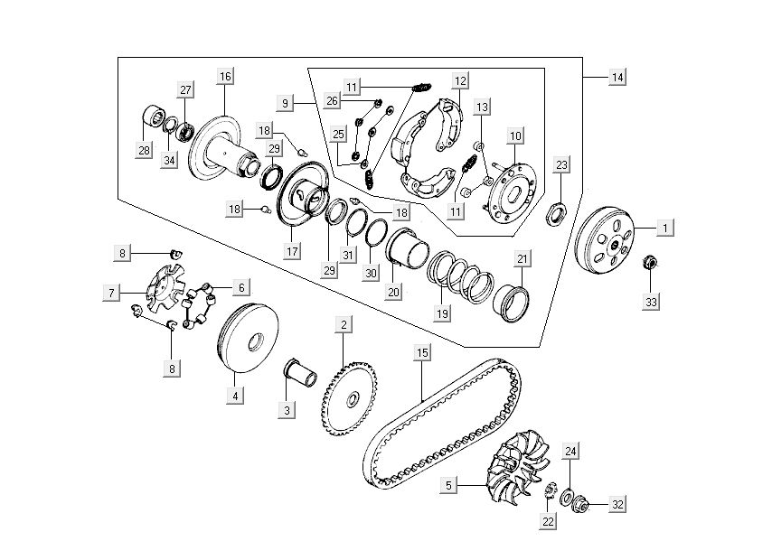 Variomatik - Clutch Kymco New Dink 4-Takt dunkelgrau