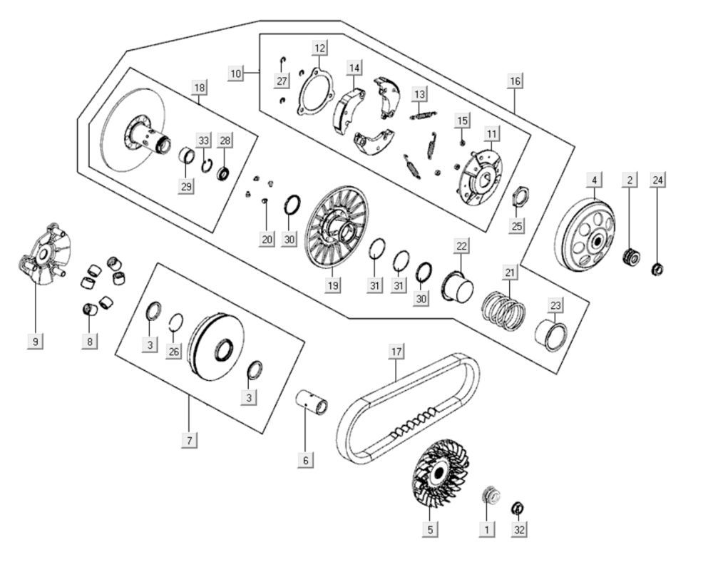Variomatik - Kupplung Kymco Xciting 400i Yellow