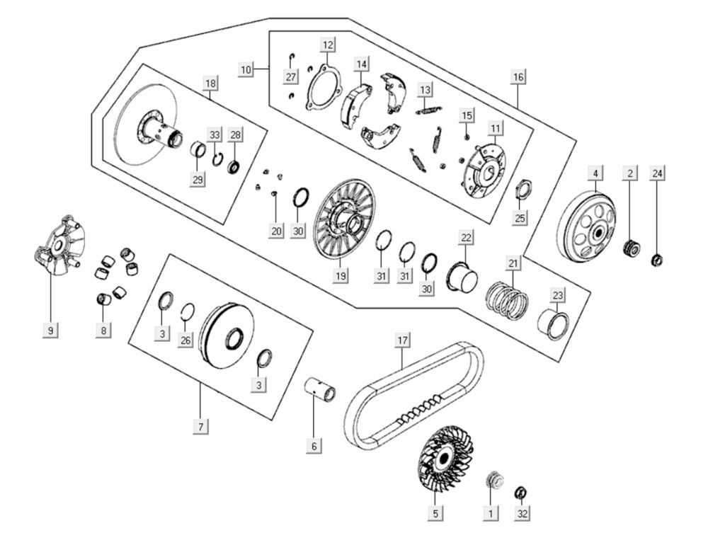 Variomatik - Getriebe Kymco Xciting 400i Mattschwarz