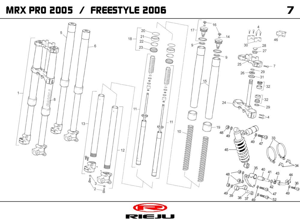 Federung Rieju MRX pro blau 2006 2-Takt