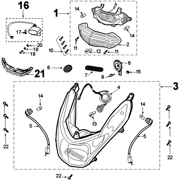 Beleuchtung Peugeot Kisbee original euro4