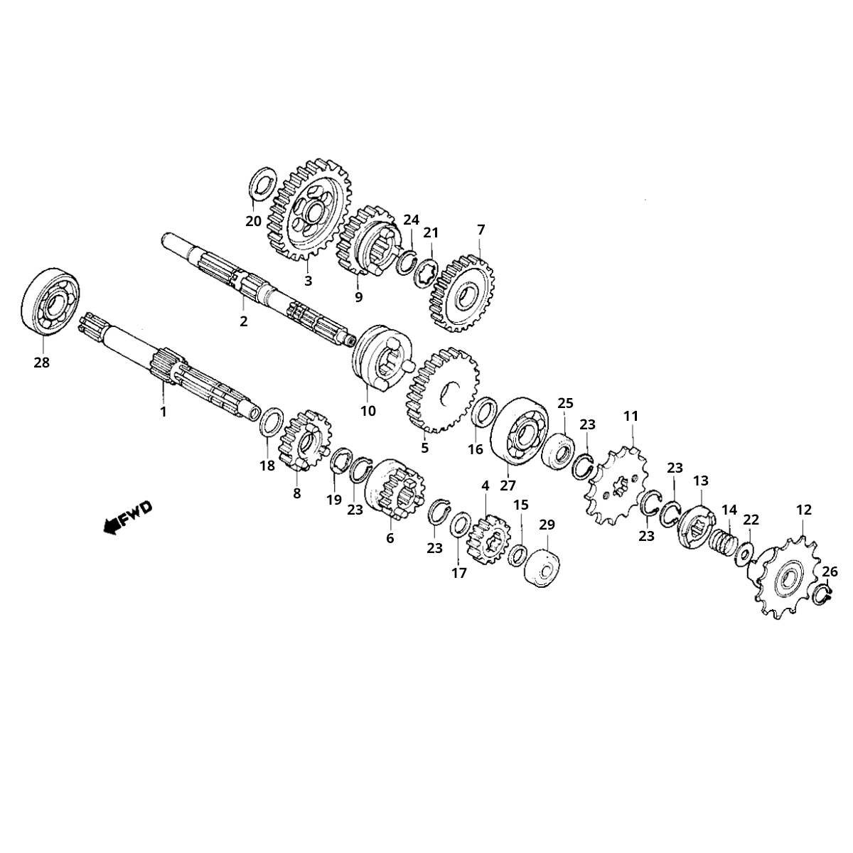 Getriebe (Fahrradkettenachse) Honda MB/MT/MTX 50
