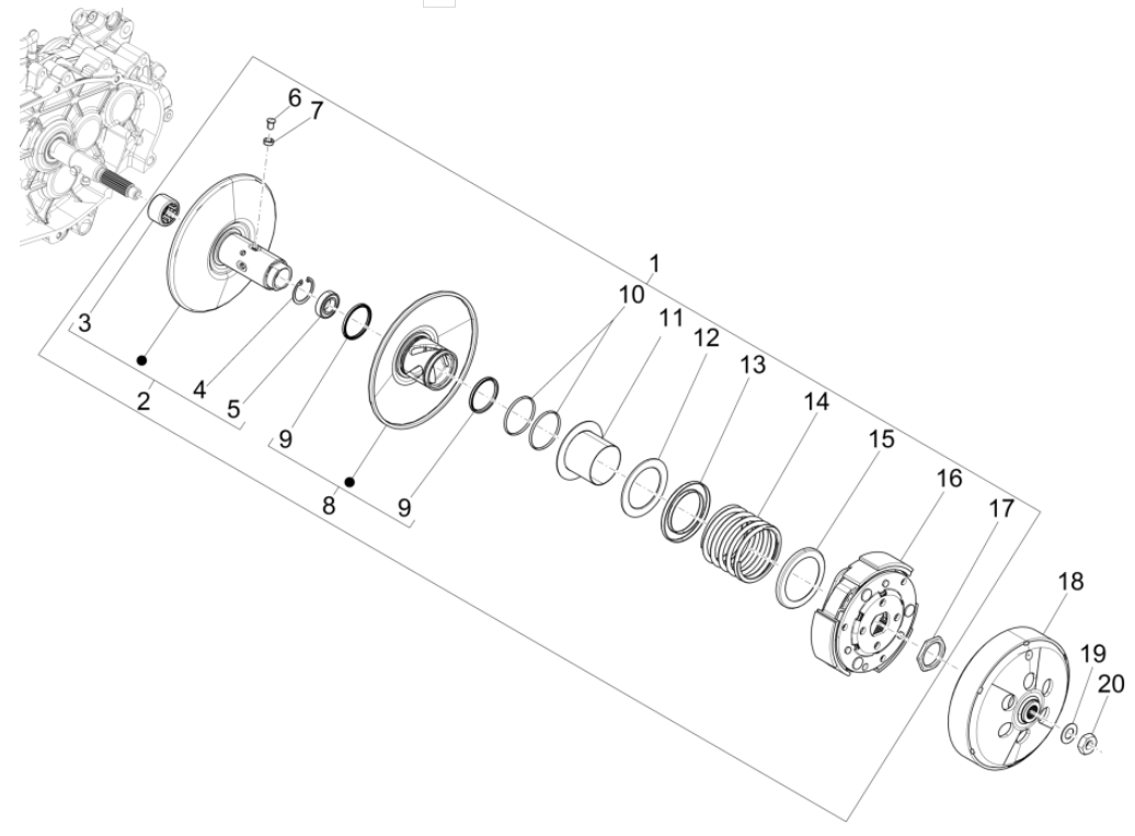 Vespa GTS 125 4T E5 ABS 2021 angetriebene Riemenscheibe (EMEA)