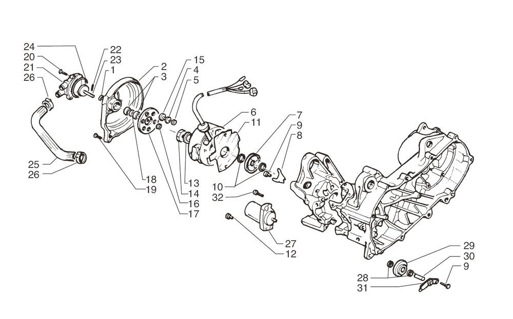 Zündung - Stator - Polrad - Anlasser - Wasserpumpe Yamaha Aerox 50 2T LC