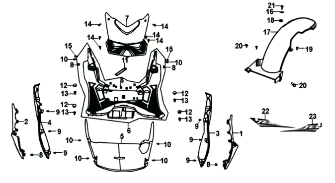 Fußplatte/Rahmenabdeckung Sym Jet 14 125I E4 Blau (BU-289S)