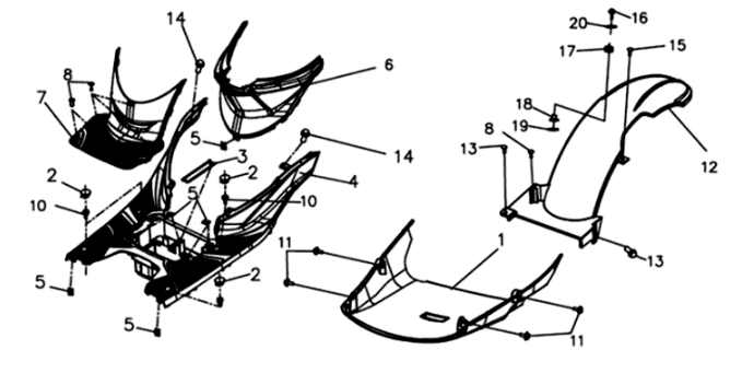 Fußplatte/Rahmenabdeckung Sym Symphony ST E3 Hellschwarz (BK-7C)